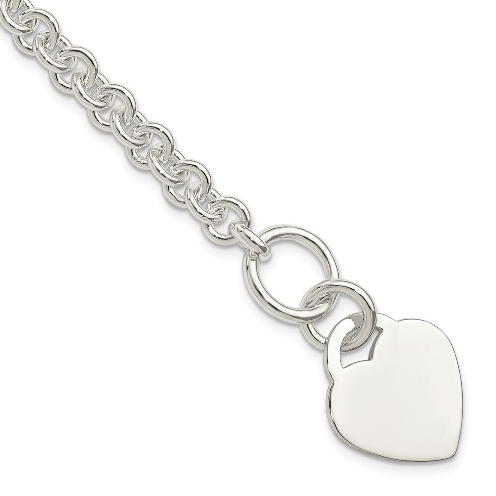 Kazi Luxury Sterling Silver Polished Engraveable Heart Bracelet